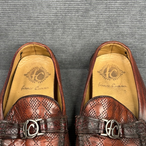 Franco Cuadra Perforated Leather Driving Loafers Cognac Brown Exotic Trim main image 5